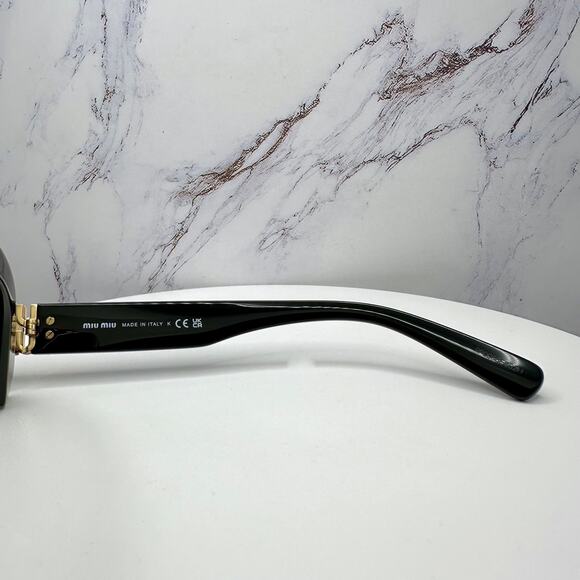 New MIU MIU Sunglasses Black Gold Rectangle Cat Eye Geometric Authentic - Picture 9 of 16